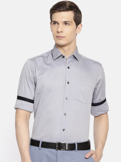 

Louis Philippe Men Grey Slim Fit Self Design Formal Shirt