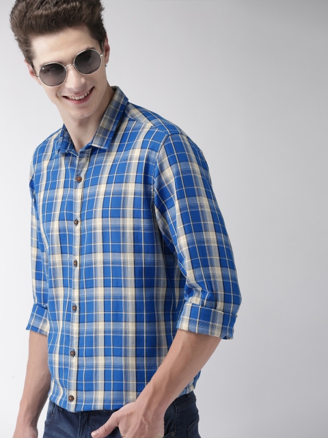 

Mast & Harbour Men Blue & Off-White Regular Fit Checked Casual Shirt