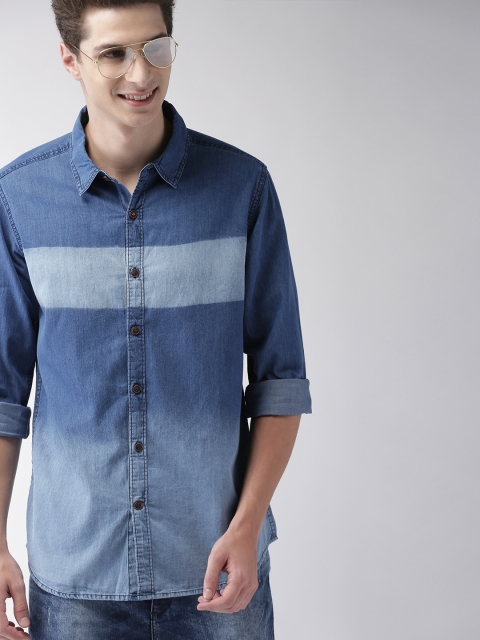 

Mast & Harbour Men Blue Regular Fit Faded Denim Shirt