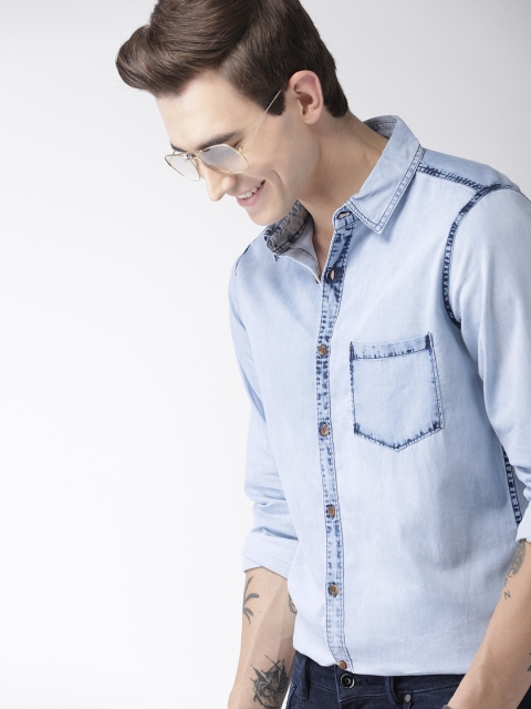 

Mast & Harbour Men Blue Regular Fit Faded Casual Shirt