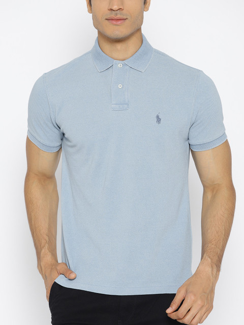 

Polo Ralph Lauren Men Blue Solid Polo Collar T-shirt
