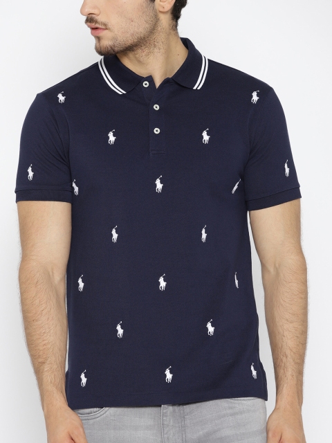 

Polo Ralph Lauren Men Navy Blue Embroidered Polo Collar T-shirt
