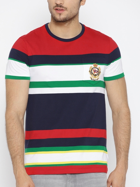 

Polo Ralph Lauren Men Red & White Striped Round Neck T-shirt