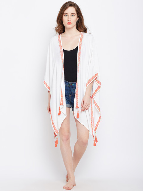

Oxolloxo White Solid Open Front Shrug