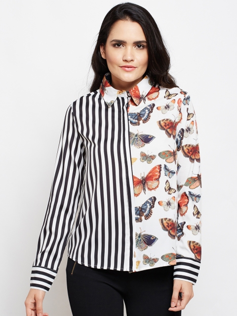 

Oxolloxo Women Multicoloured Regular Fit Striped Casual Shirt, Multi