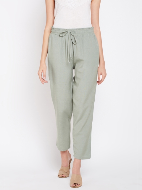 

Oxolloxo Women Grey Regular Fit Solid Regular Trousers
