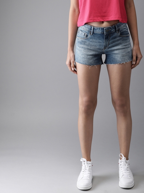 

Moda Rapido Women Blue Solid Regular Fit Denim Shorts