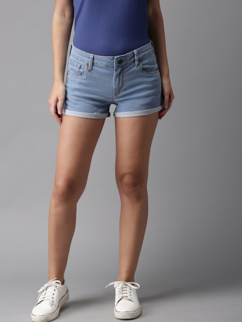 

Moda Rapido Women Blue Washed Regular Fit Denim Shorts