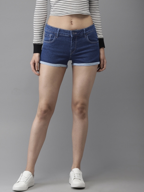 

Moda Rapido Women Blue Solid Regular Fit Denim Shorts