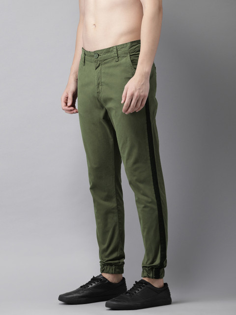 

Moda Rapido Men Olive Green Regular Fit Solid Joggers