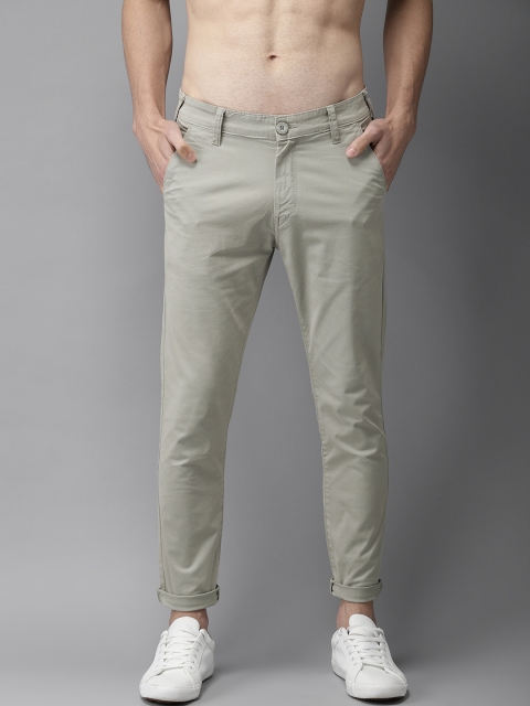 

HERE&NOW Men Grey Slim Fit Solid Chinos