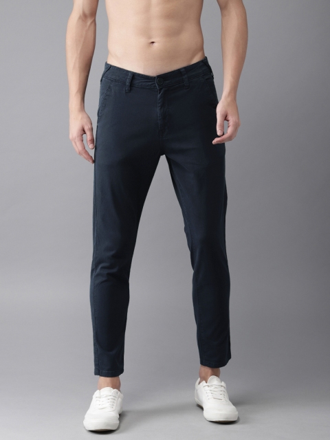 

Moda Rapido Men Navy Blue Slim Fit Solid Regular Trousers