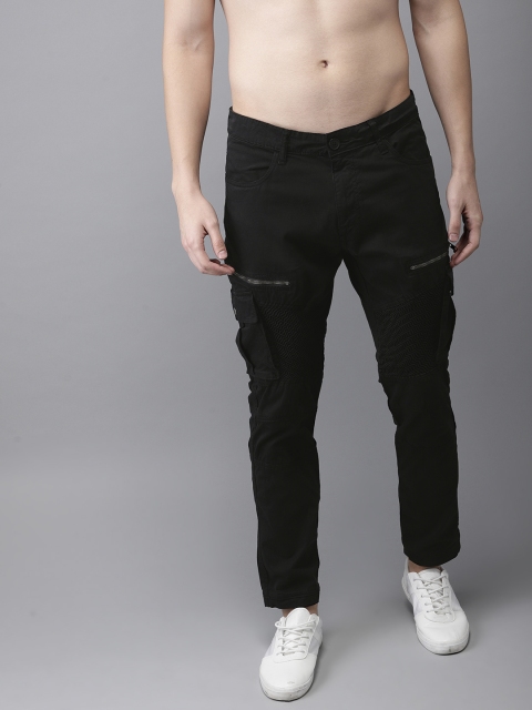 

Moda Rapido Men Black Biker Slim Fit Solid Cargos