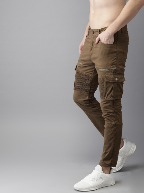 

Moda Rapido Men Brown Biker Slim Fit Solid Cargos