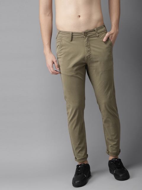 

HERE&NOW Men Olive Green Slim Fit Solid Chinos