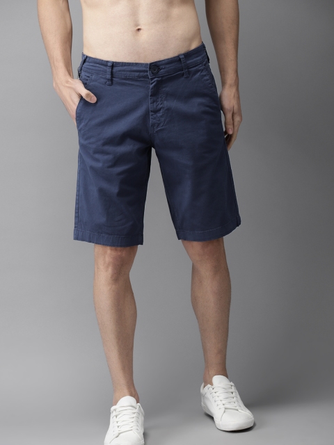 

HERE&NOW Men Navy Blue Solid Chino Shorts