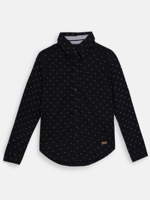 

Blue Giraffe Boys Black Regular Fit Printed Casual Shirt