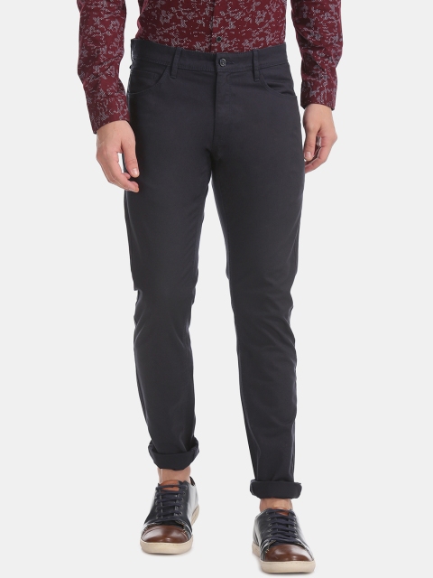 

Flying Machine Men Navy Blue Slim Fit Solid Formal Trousers