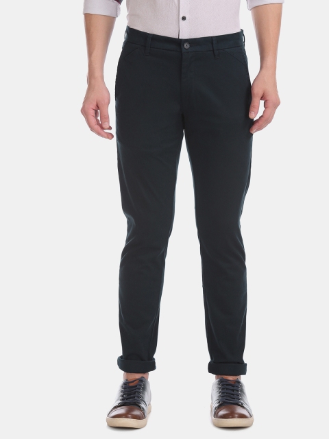 

Flying Machine Men Navy Blue Solid Slim Fit Trousers