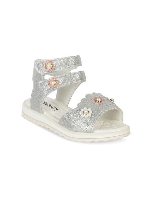 

Kittens Girls Silver-Toned Solid Open Toe Flats