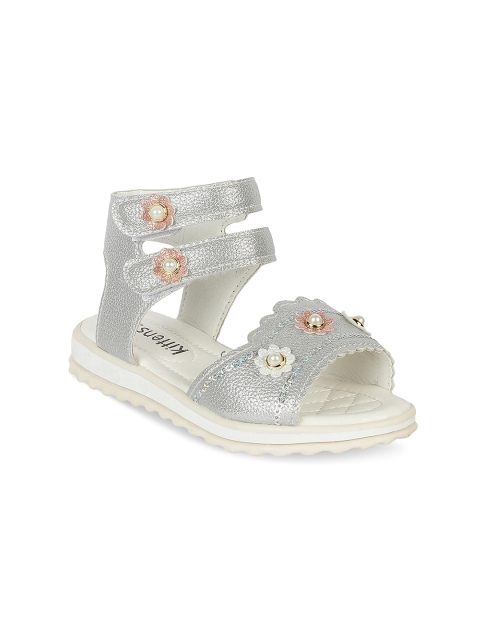 

Kittens Girls Silver-Toned Solid Open Toe Flats