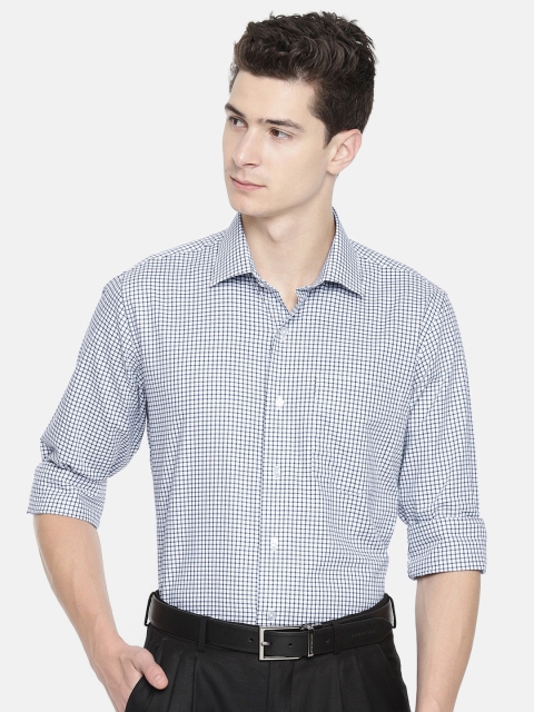 

Van Heusen Men White & Navy Blue Slim Fit Checked Formal Shirt