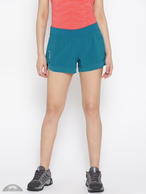 

Columbia Women Teal Blue Solid Titan Ultra II Sports Shorts