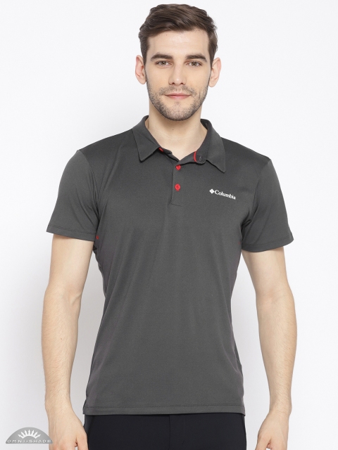 

Columbia Men Charcoal Grey Solid Triple Canyon Tech Polo T-Shirt