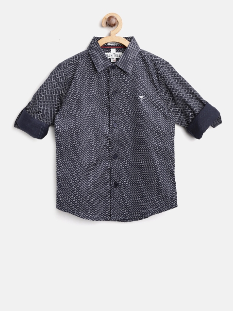 

Palm Tree Boys Navy Blue & White Regular Fit Printed Casual Shirt