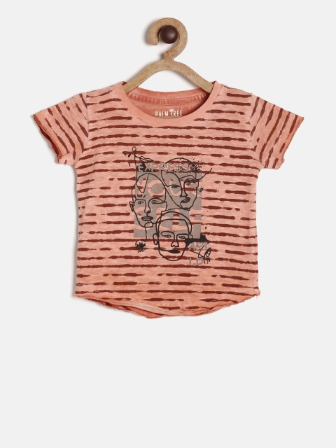 

Palm Tree Boys Peach-Coloured Printed Round Neck T-shirt