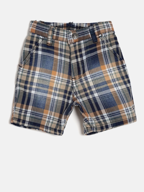 

Palm Tree Boys Navy Blue Checked Regular Fit Regular Shorts