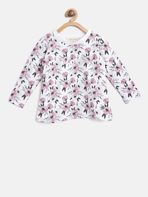 

Gini and Jony Girls White & Pink Floral Print T-Shirt