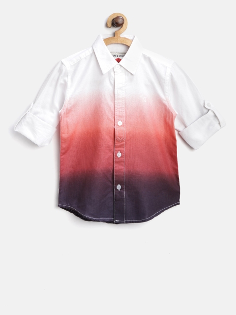

Gini and Jony Boys White & Orange Regular Fit Dyed Casual Shirt