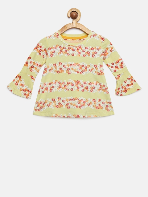 

Palm Tree Girls Yellow Printed A-Line Top
