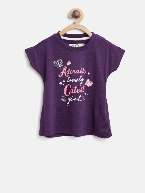 

Palm Tree Girls Purple Printed Top