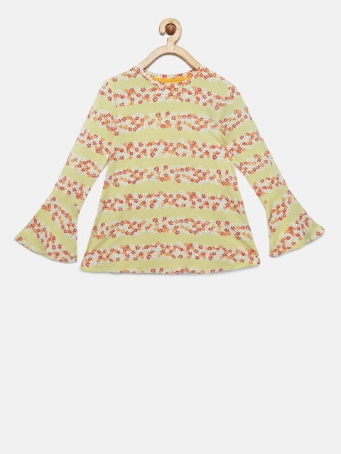 

Palm Tree Girls Yellow & White Printed Top