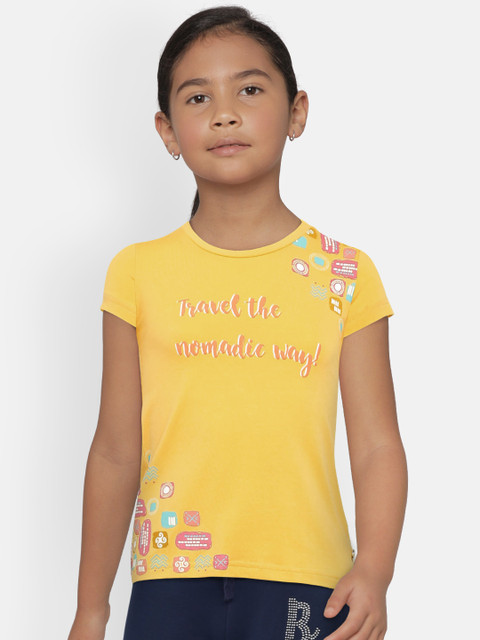 

Gini and Jony Girls Yellow Printed Top