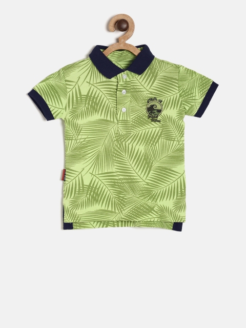 

Gini and Jony Boys Green Printed Polo Collar T-shirt