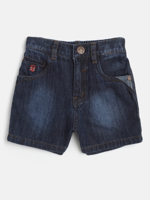 

Palm Tree Boys Navy Blue Washed Regular Fit Denim Shorts