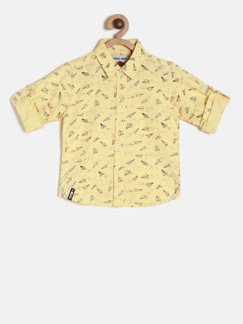 

Gini and Jony Boys Yellow Slim Fit Printed Casual Shirt