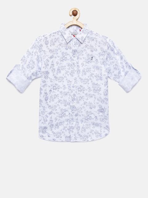 

Gini and Jony Boys White & Navy Blue Printed Casual Shirt