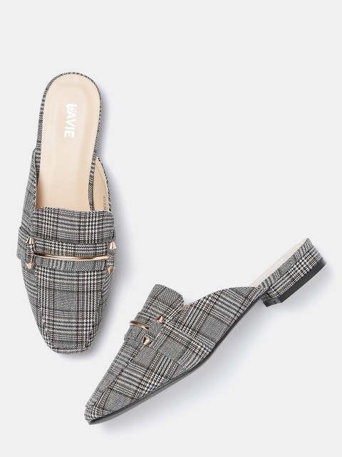 

Lavie Women Black & Grey Checked Mules