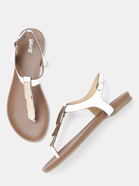 

Lavie Women White & Gold-Toned Solid Open Toe Flats