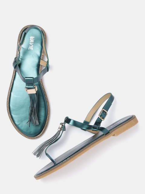 

Lavie Women Teal Green Solid T-Strap Flats