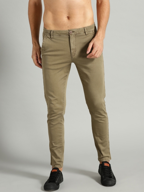 

Roadster Men Olive Green Regular Fit Solid Trousers