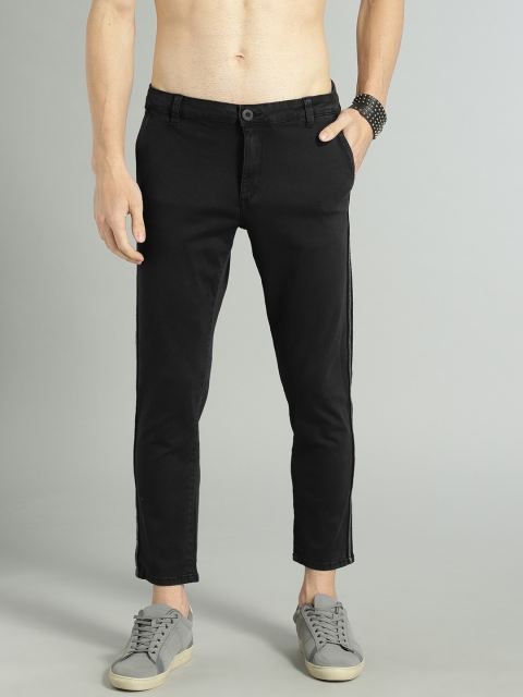 

Roadster Men Black Regular Fit Solid Cropped Chinos