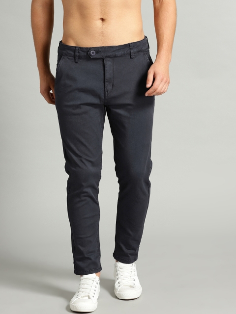 

Roadster Men Navy Blue Regular Fit Solid Trousers