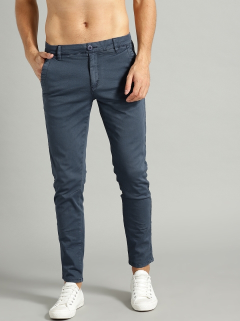 

Roadster Men Navy Blue Tapered Fit Solid Trousers