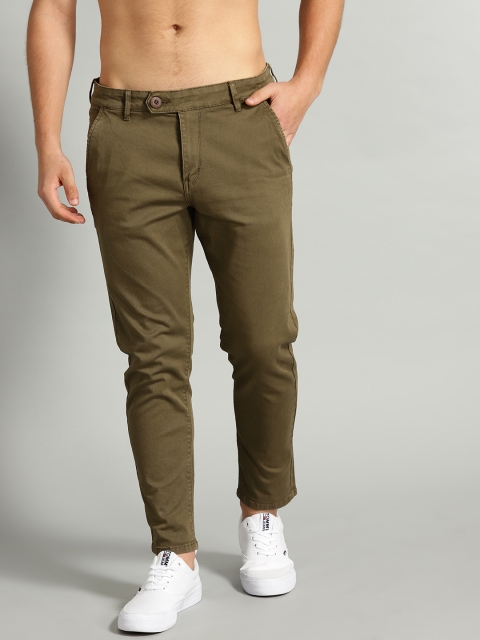 

Roadster Men Olive Green Regular Fit Solid Trousers