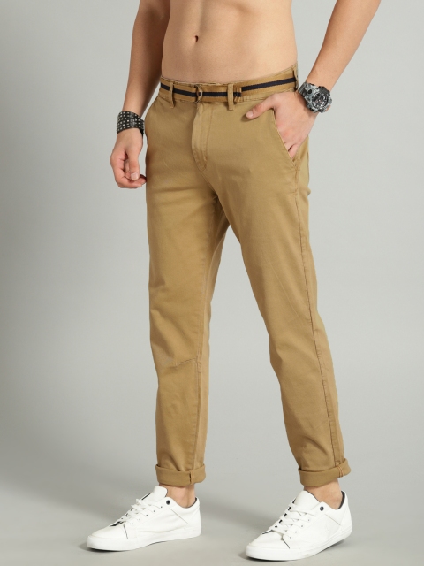 

Roadster Men Khaki Brown Regular Fit Solid Chinos